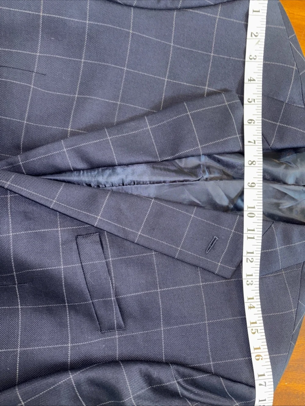 Paul Fredrick Navy Windowpane Sport Coat/Blazer  💯 Wool Sz 42R